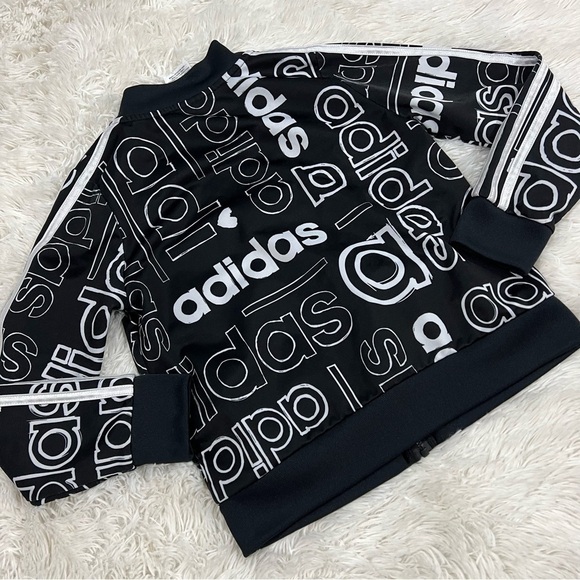 Adidas Logo Black & White Track Jacket 10/12 - Picture 7 of 10